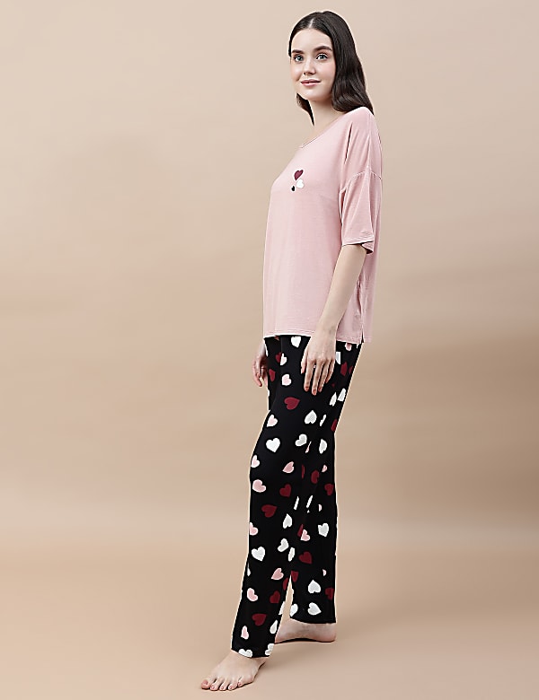 Viscose Mix Printed Relaxed Fit Pyjama Set
