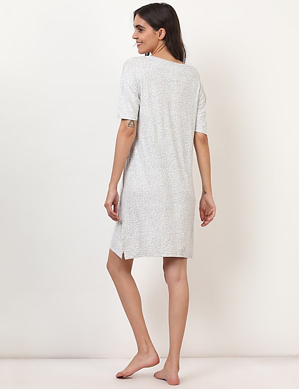 Viscose Mix Printed Round Neck Dress