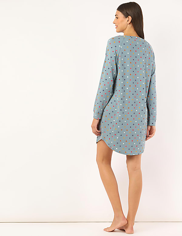 Cotton Mix Printed Round Neck Night Dress