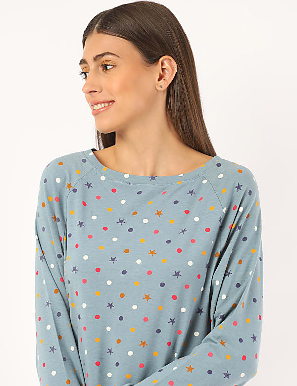 Cotton Mix Printed Round Neck Night Dress