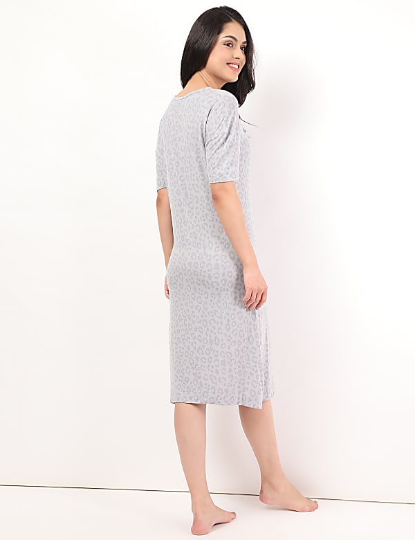 Viscose Mix Printed Round Neck Night Dress