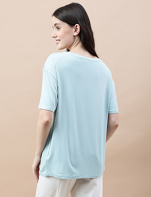 Viscose Mix Lace Round Neck T-shirt