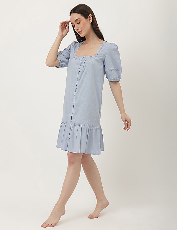 Pure Cotton Lace Square Neck Dress