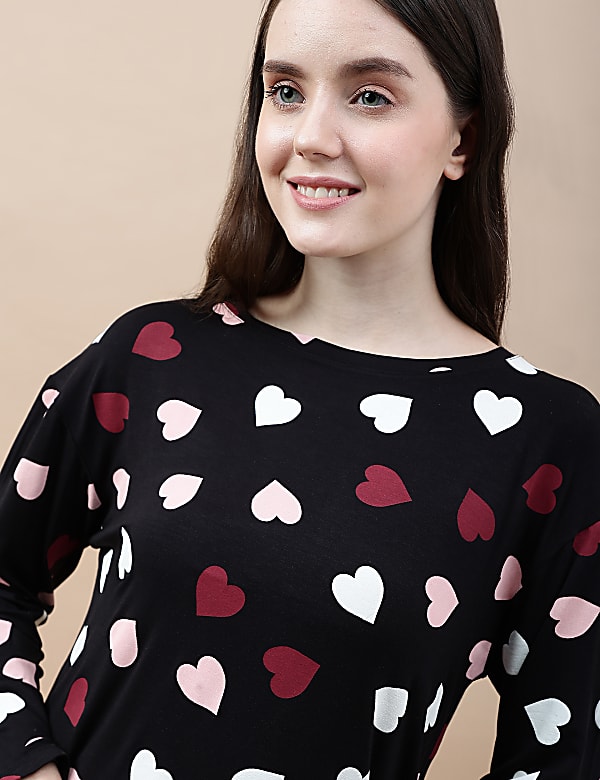 Viscose Mix Printed Round Neck Nightdress