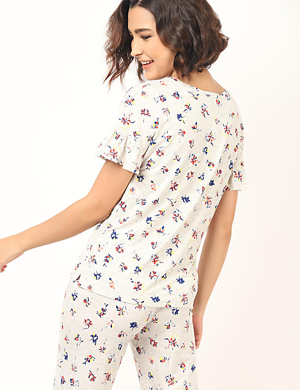 Viscose Mix Floral Round Neck Top