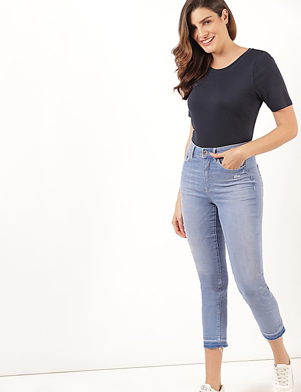 Cotton Mix Plain Round Neck T-Shirt