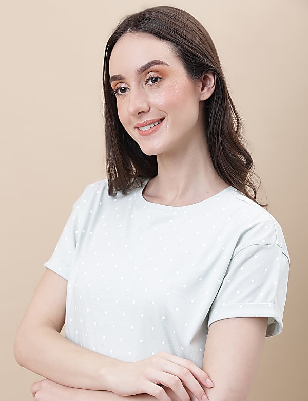 Pure Cotton Crew Neck Loungewear Set