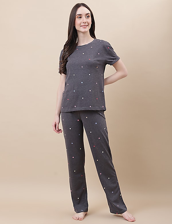 Cotton Mix Crew Neck Loungewear Set