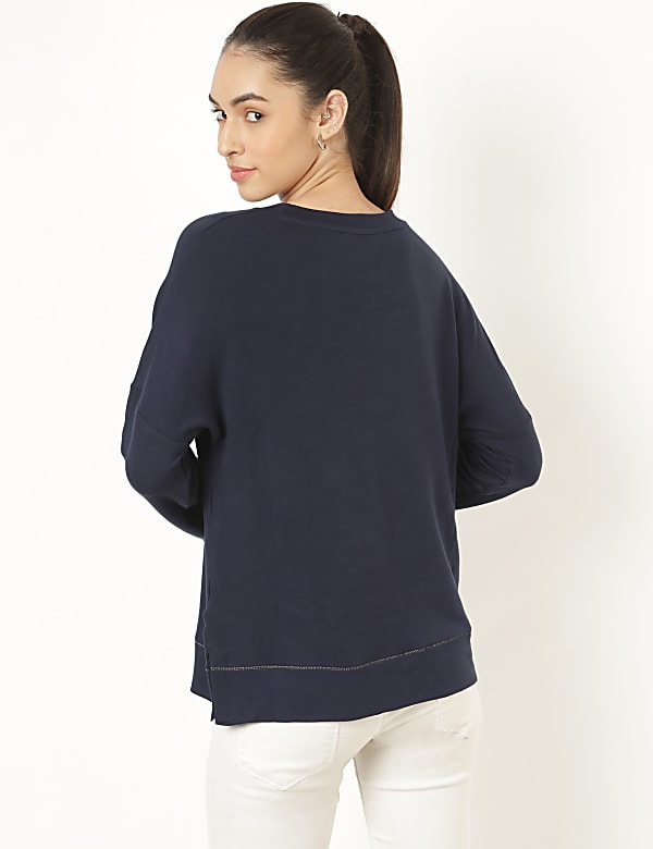 Viscose Mix Printed Round Neck Sweatshirt