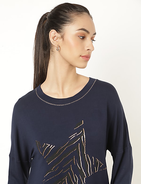 Viscose Mix Printed Round Neck Sweatshirt