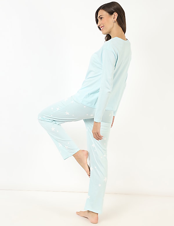 Pure Cotton Plain Regular Fit Pyjama Set