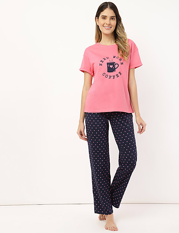 Pure Cotton Printed Round Neck Night Set