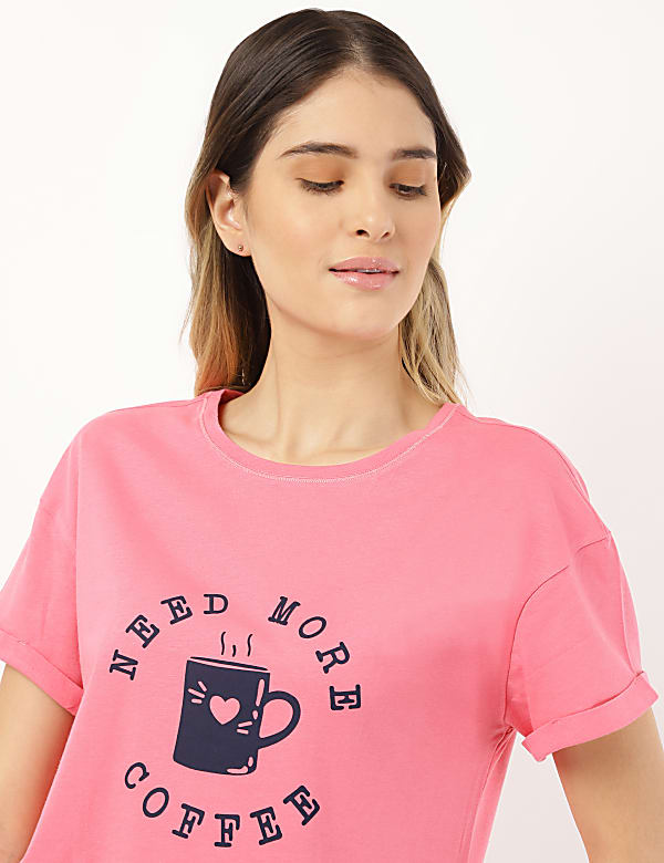 Pure Cotton Printed Round Neck Night Set