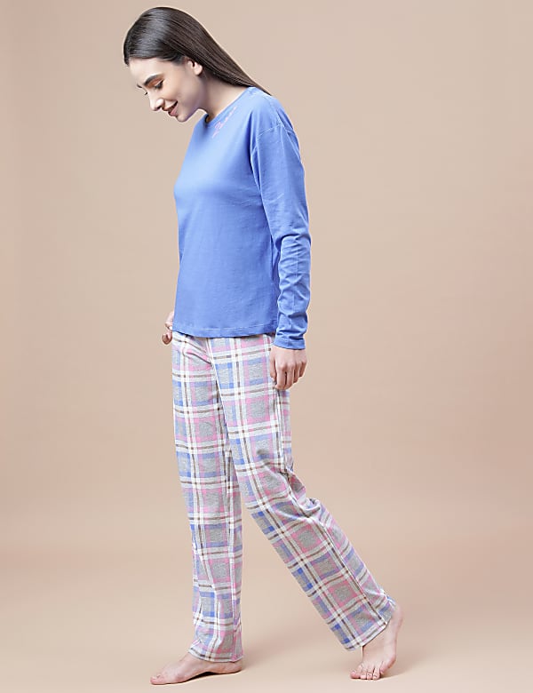 Cotton Mix Printed Crew Neck Pyjama Set