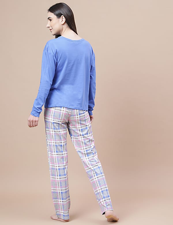 Cotton Mix Printed Crew Neck Pyjama Set