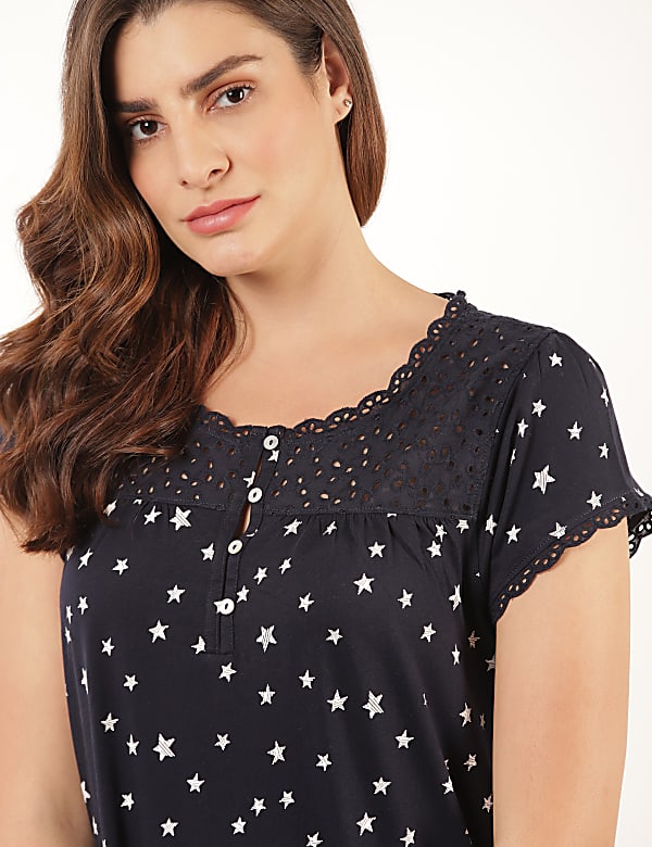 Pure Cotton Printed Round Neck Night Dress