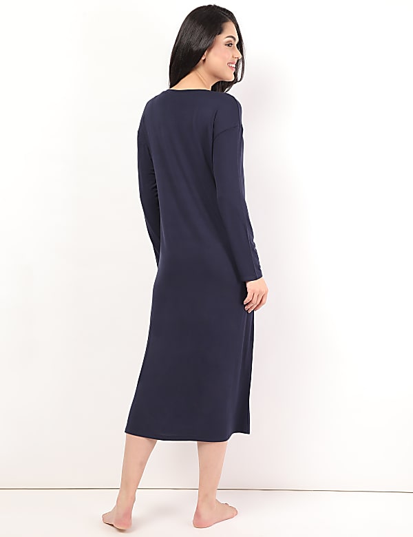 Viscose Mix Plain Round Neck Night Dress