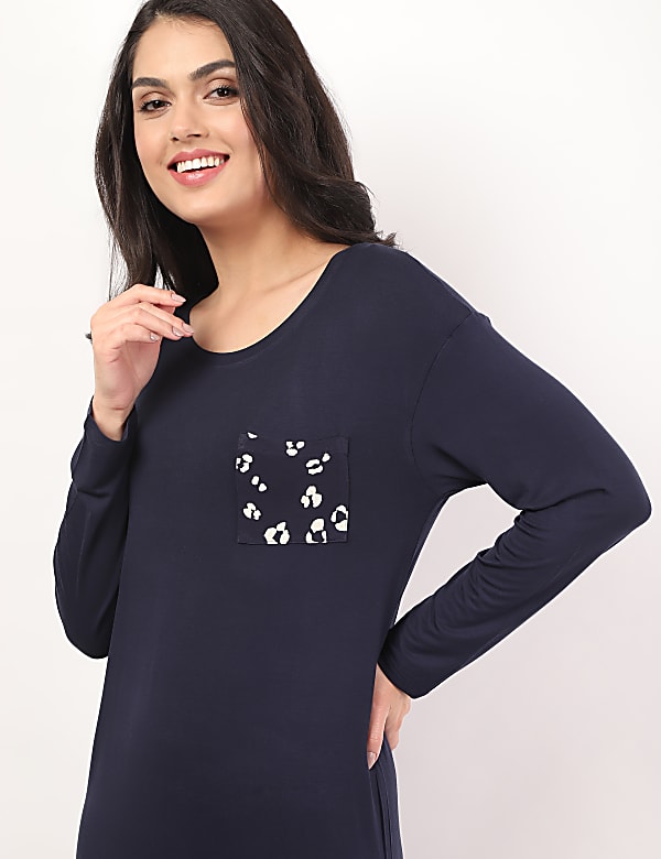 Viscose Mix Plain Round Neck Night Dress