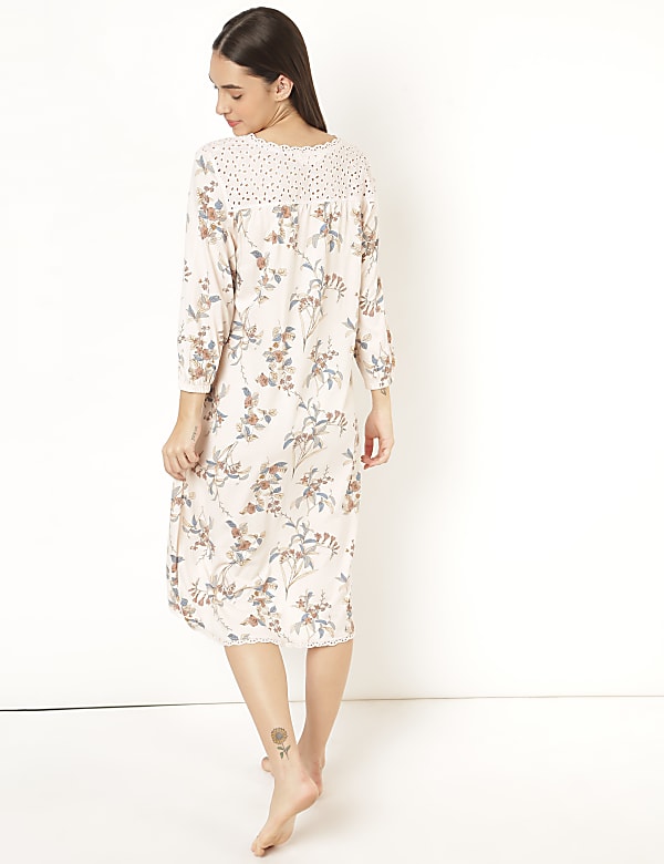 Pure Cotton Floral Round Neck Nightdress
