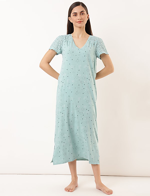 Buy Pure Cotton Printed V Neck Nightdress at Marks Spencer