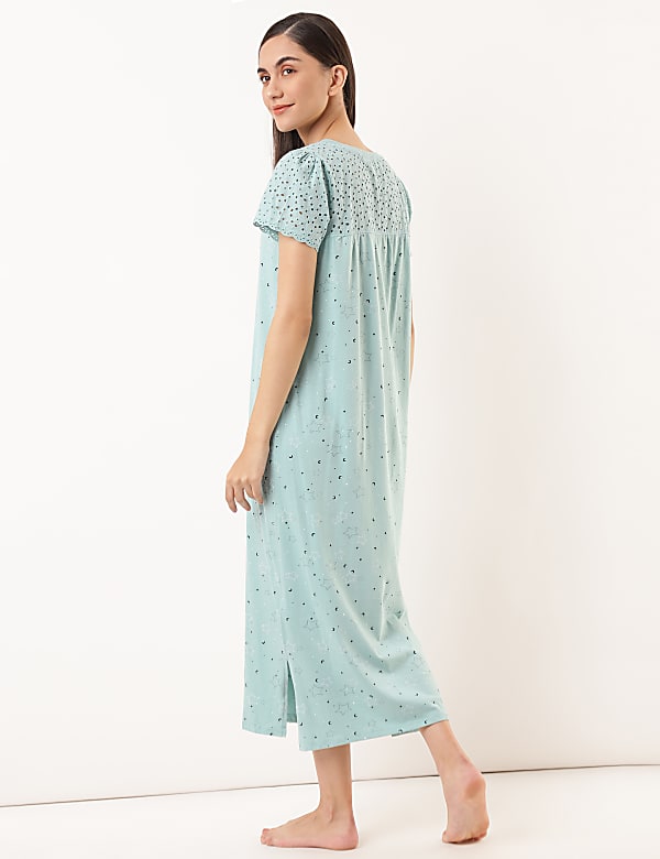 Pure Cotton Printed V-Neck Nightdress