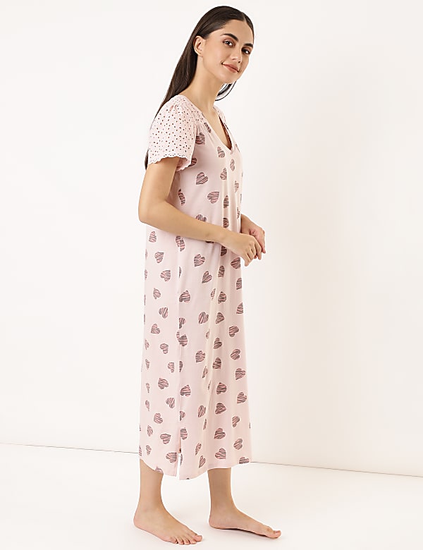 Pure Cotton Printed V-Neck Nightdress