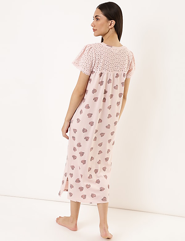 Pure Cotton Printed V-Neck Nightdress