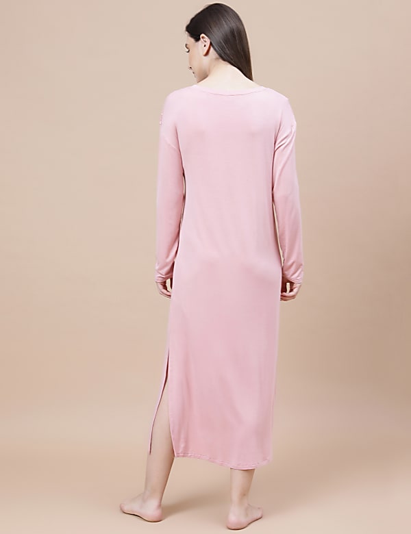 Viscose Mix Lace Crew Neck Nightdress