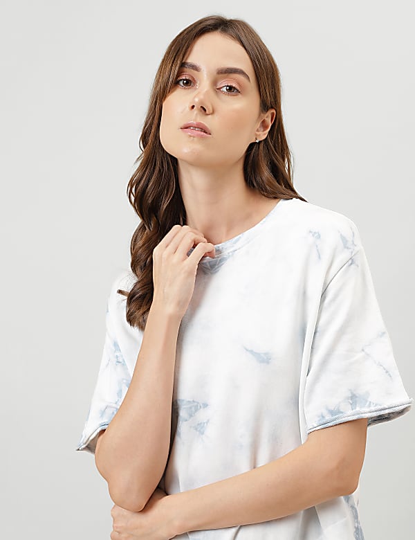 Dyed Regular Length Round Neck Night Dress