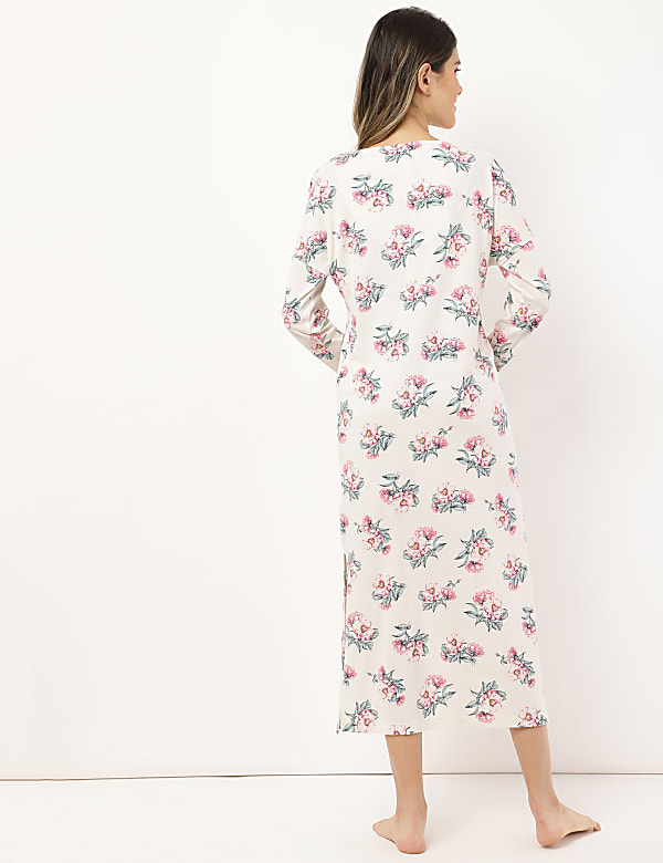Cotton Mix Floral V Neck Nightdress