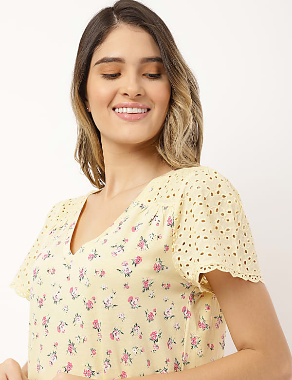 Cotton Mix V Neck Nightdress