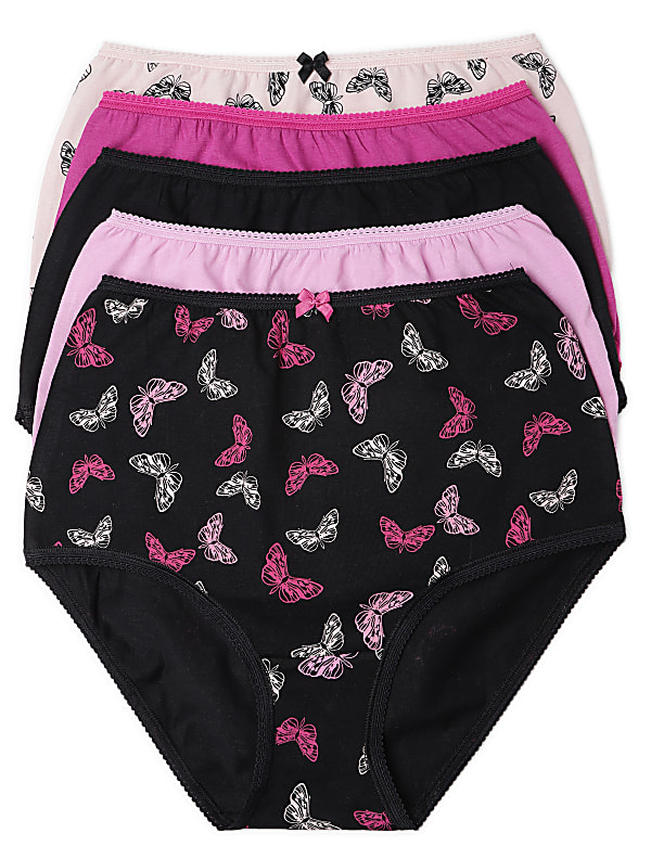 5pk Cotton Lycra™ Butterfly Full Briefs - EE