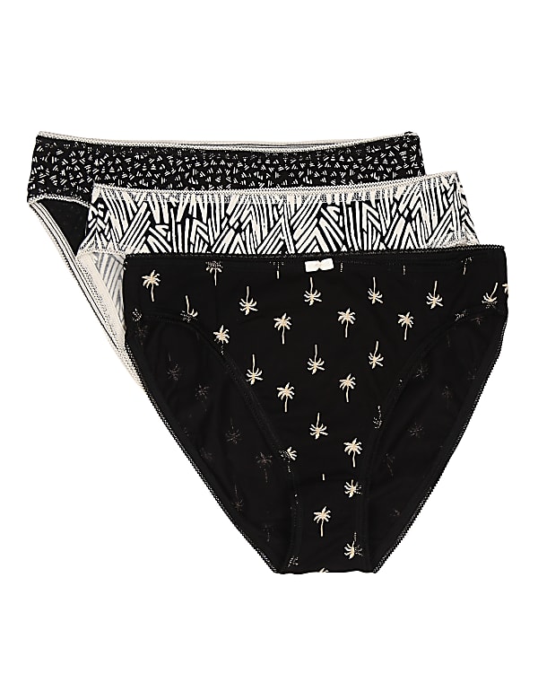 3 Pack Palm Print High Leg Knickers