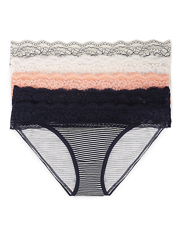 Pack of 5 Printed Lace Trim Knickers
