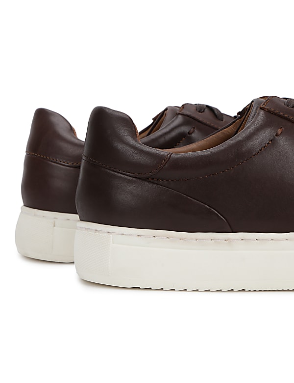 Pure Leather Plain Lace-up Sneakers