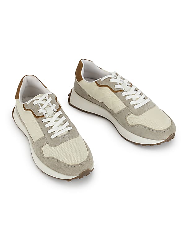 Leather Colourblock Lace-up Sneakers