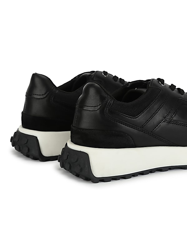Leather Plain Lace-up Sneakers