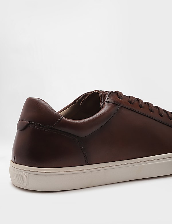Pure Leather Plain Lace-up Sneakers