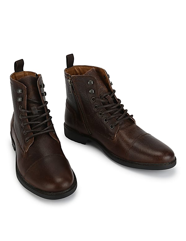 Pure Leather Textured  Ankle Boots