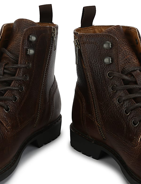 Buy Pure Leather Textured Ankle Boots at Marks Spencer