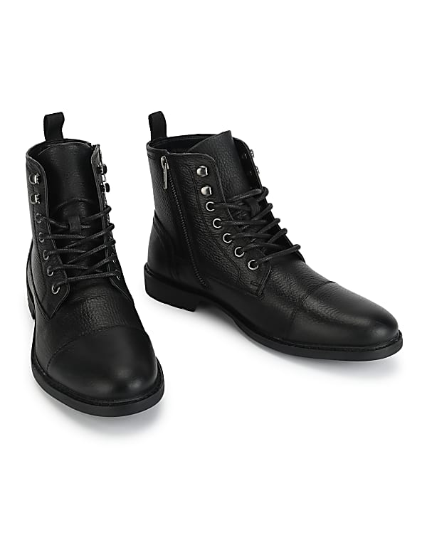 Pure Leather Textured  Ankle Boots