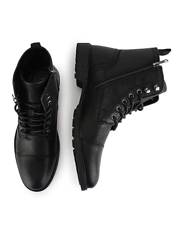 Pure Leather Textured  Ankle Boots