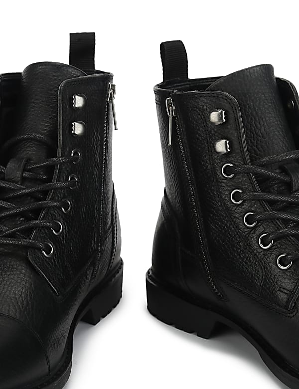 Pure Leather Textured  Ankle Boots