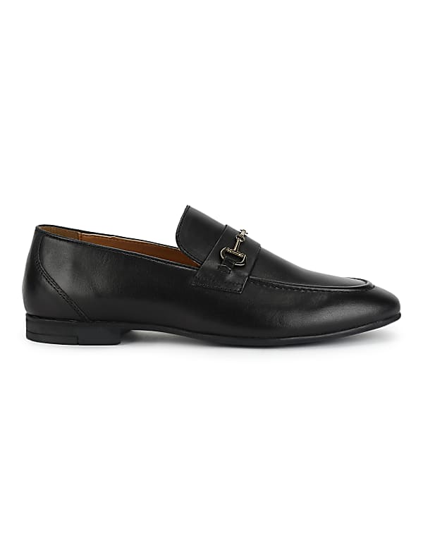 Pure Leather Plain Slip-on Loafers