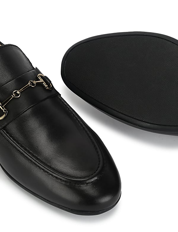 Pure Leather Plain Slip-on Loafers