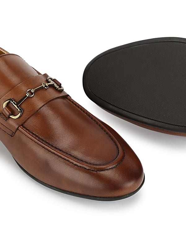 Pure Leather Plain Slip-on Loafers