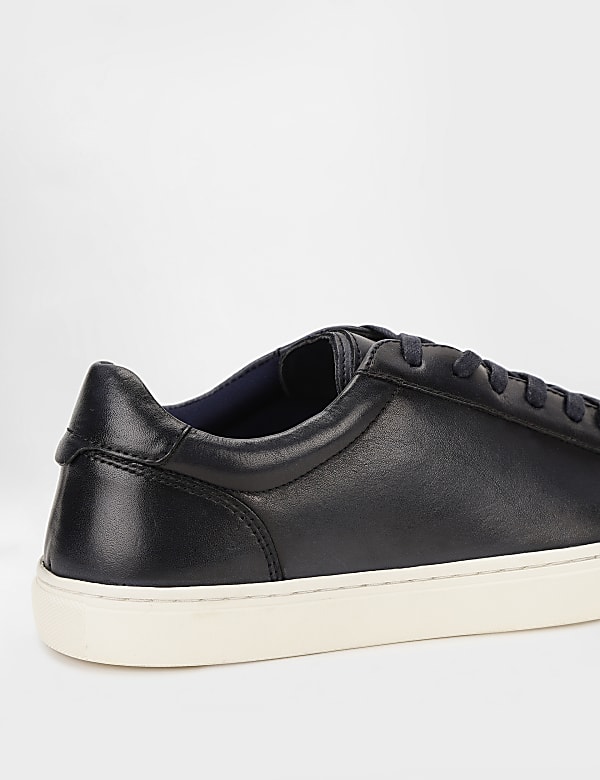 Pure Leather Plain Lace Up Sneakers