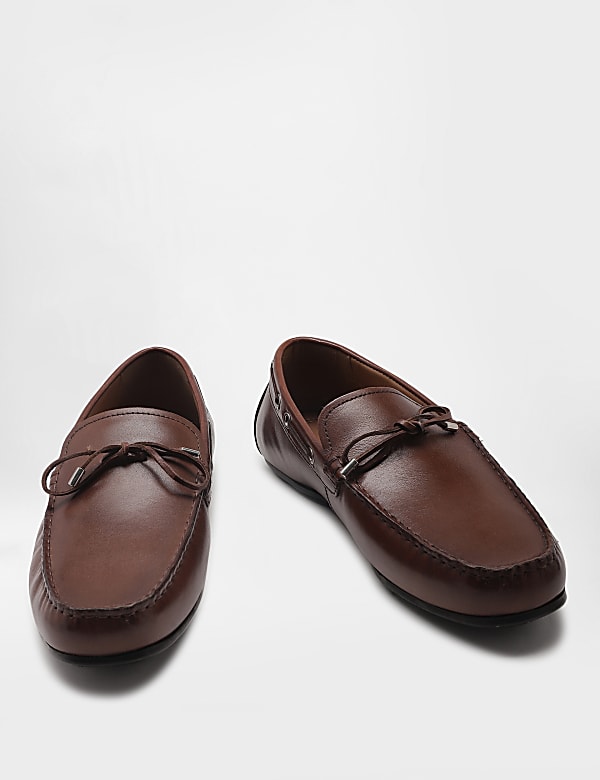 Pure Leather Plain Slip-on Loafers