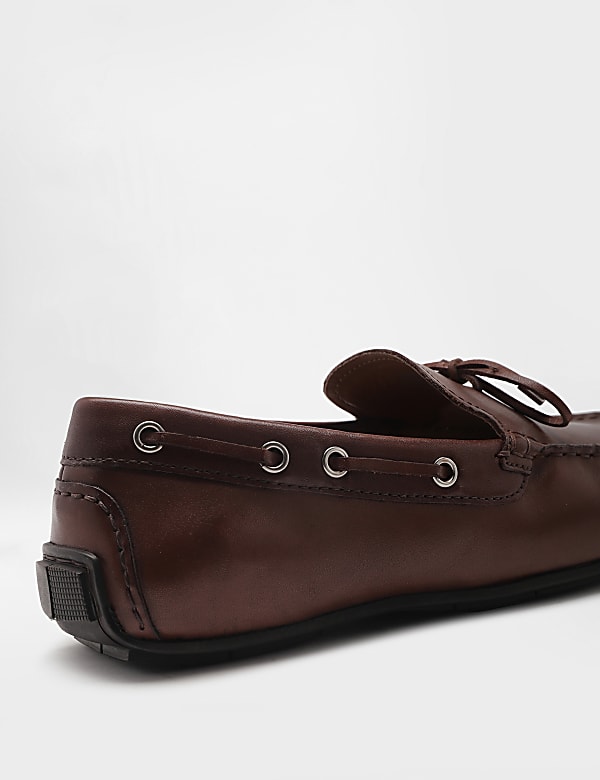 Pure Leather Plain Slip-on Loafers