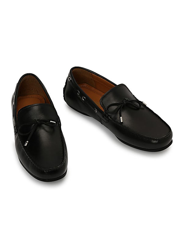 Pure Leather Plain Slip-on Loafers